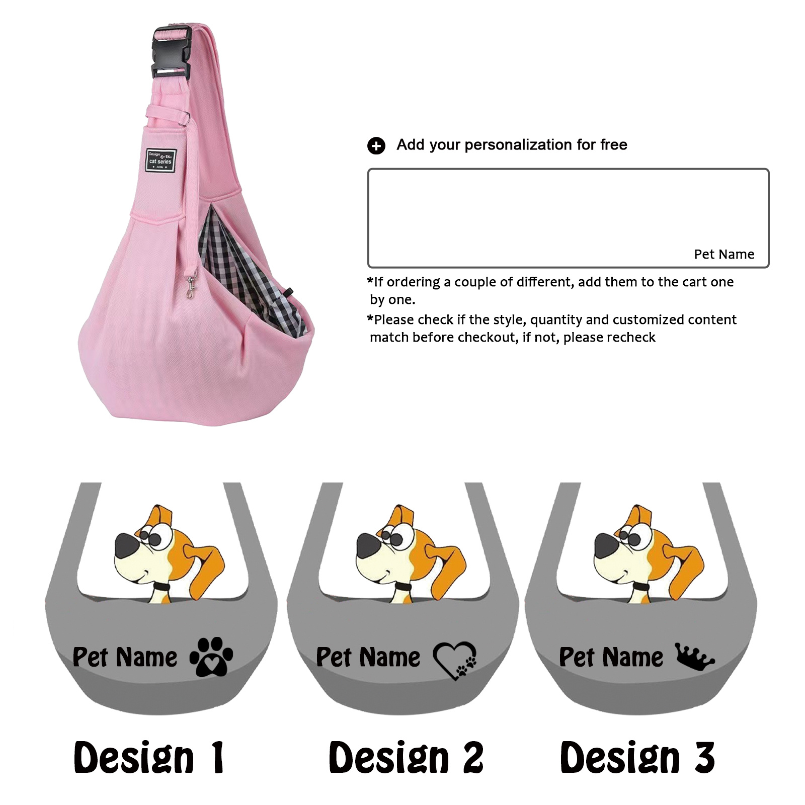 TEMU 1pc Personalized Portable Pet Messenger Bag, Custom Bag, Breathable And Comfortable For Dogs And Cats On The Go, For Small To Medium Pets,