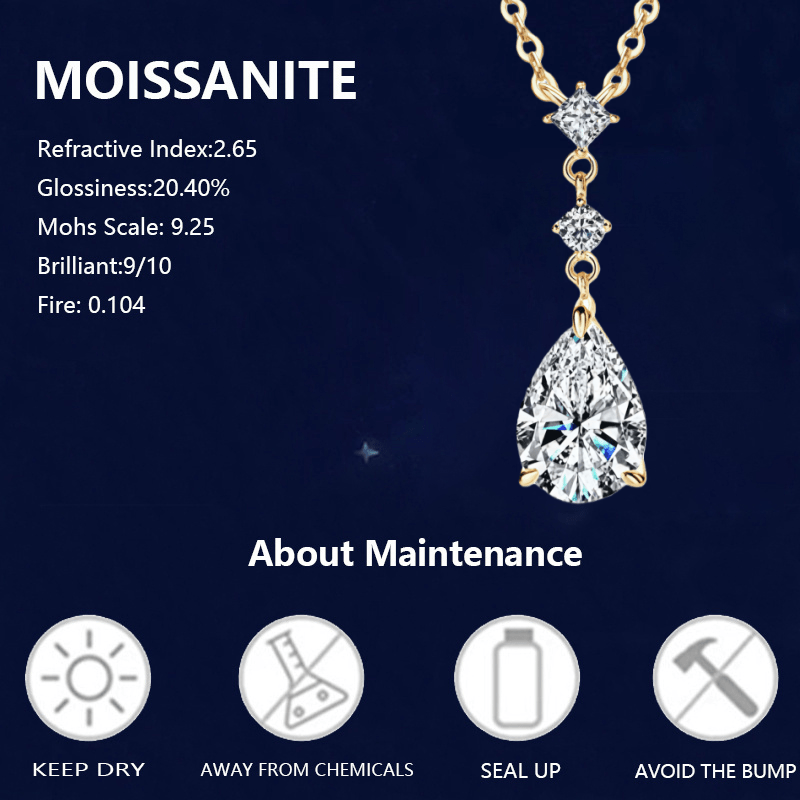 A 925 Silvery 2-carat Teardrop Pendant, Ocean Heart, a Niche Minimalist Elegant Autumn/winter Holiday Gift for Men and Women, Couples' High-quality Pendant Necklace Collarbone Chain. Suitable for Black Friday, Weddings, Banquets, Parties