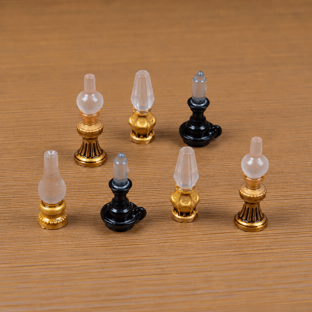 TEMU 7pcs Random Style Miniature Oil Lamps For Minihouse, Mini Oil Lamp Decor Set, Tiny Scale Model Additions For Miniature Houses, Diorama, Fairy