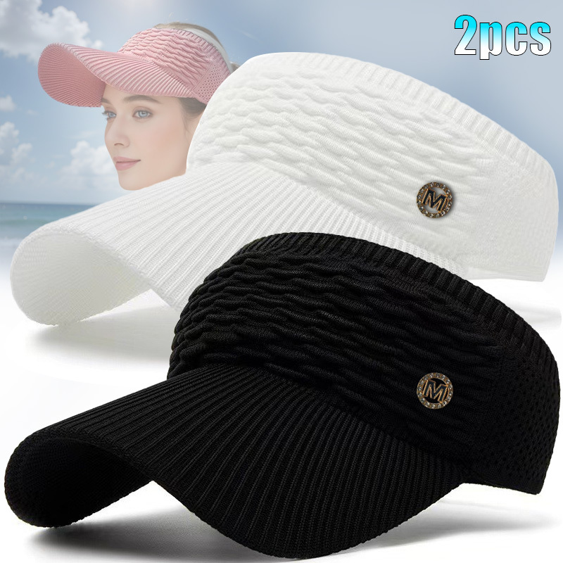 TEMU 2pcs Set, Breathable Women's Sports Cap For Spring And Summer, M Logo, Suitable For Outdoor Running, Traveling, Hiking, Camping, Etc., Holiday