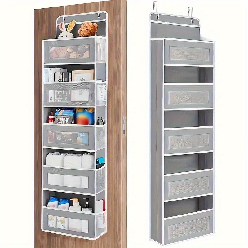 5-Tier Hanging Storage Rack for Behind Doors - Supports Up to 19.96Kg, Sturdy And Durable, No Drilling Required, Anti-Tip Design, Versatile Plastic Storage Box, Ideal for Bedrooms, Bathrooms, Kids' Rooms, Closets, And Kitchens