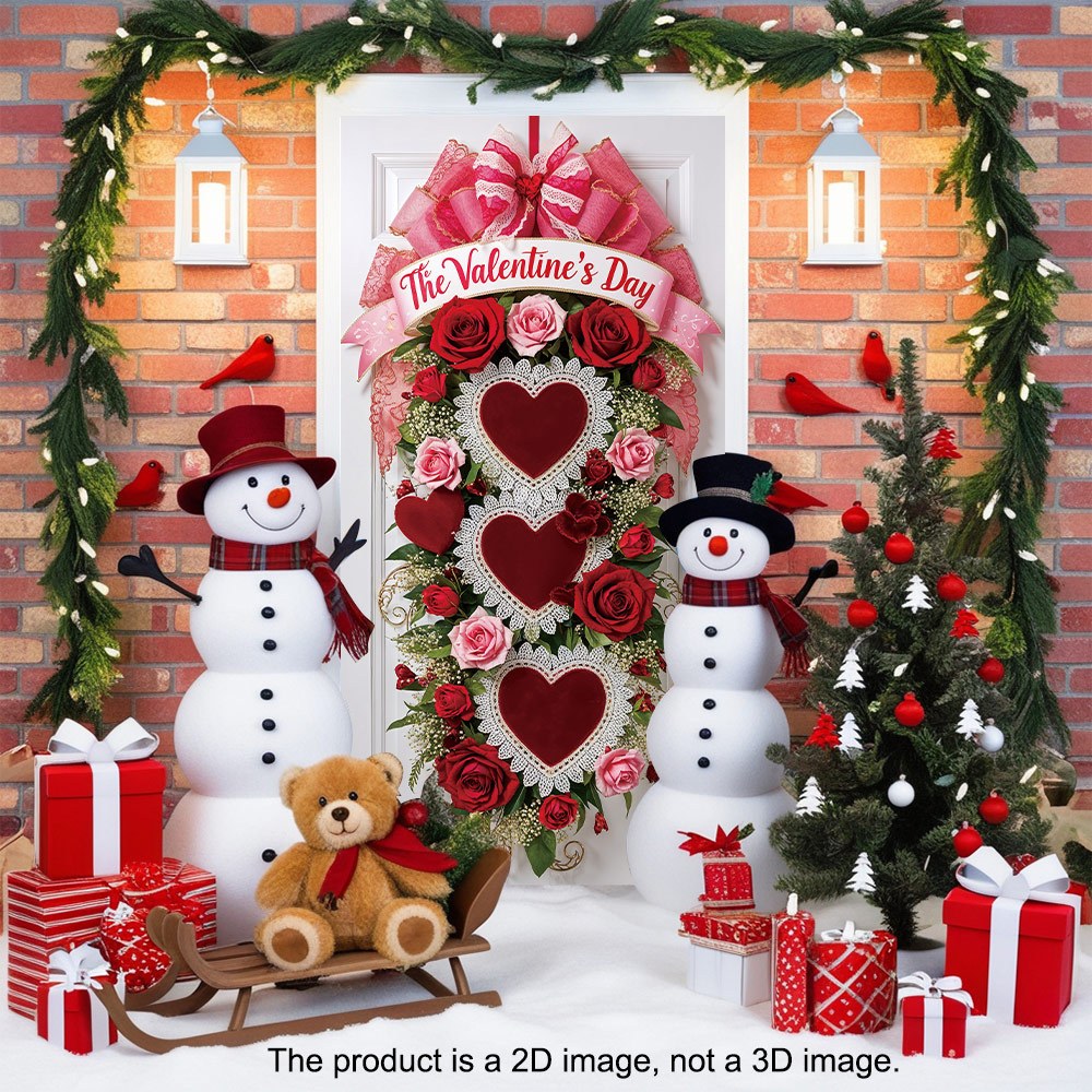 

Valentine's Day Wreath - Polyester Door Cover For Indoor/outdoor Decor, Home & Party Celebrations