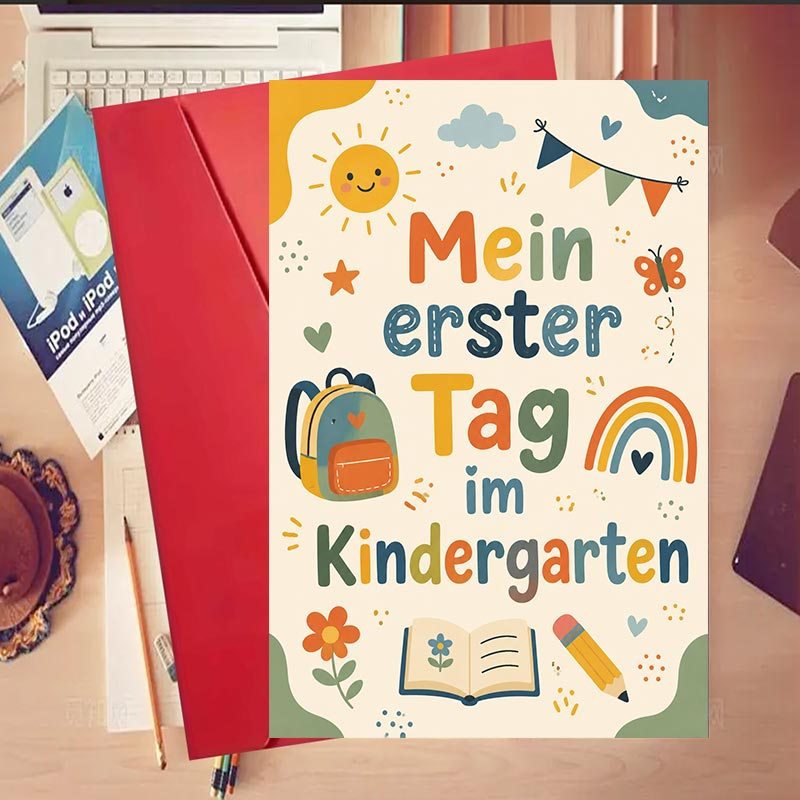 TEMU [Party-Einladungen] 1 Set Niedliche Kindergarten Ersttag Karte für Eltern zum Geschenk an Kinder zum Schulbeginn, Ideal für die Rückkehr zur