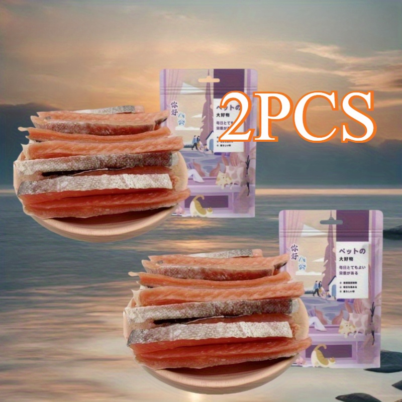 TEMU 2pcs Cat Treats - Salmon Light Beige Energy Bars With Pet & , High Protein Grain-free Cat Snacks For Indoor Cats, Natural Food In Resealable Bag