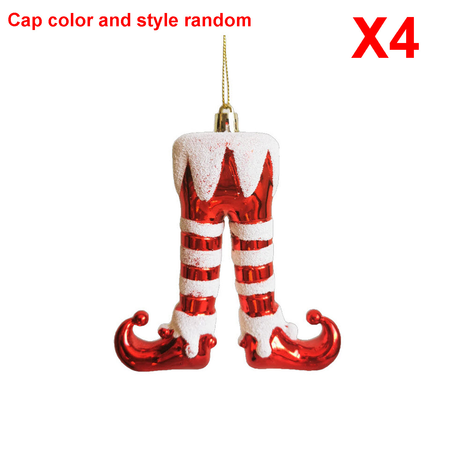 TEMU Lot de 4 pièces de jambes d'elfe de Noël avec pieds rouges/verts/ - Décorations suspendues traditionnelles en plastique de pieds d'elfe adaptées