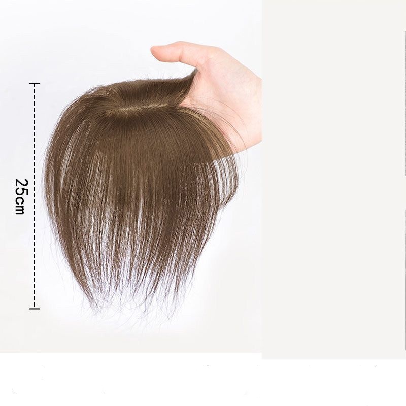 TEMU 10-14inches Clip In Hair Toppers With Bangs, Black And Brown Colors, Natural Straight Hair For Women Covering White Hair, Add Hair Volume, Hair