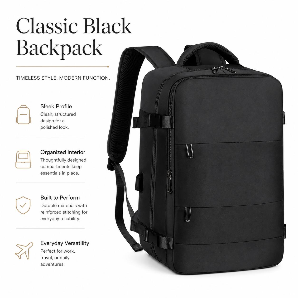 TEMU Large-capacity Travel Backpack, Laptop-specific Backpack, Business Work Backpack, Multi-compartment Portable Daypack, Suitable For Travel,