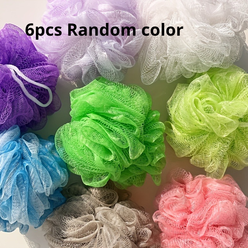 TEMU 6pcs Random Sponge Balls - Unisex Ultra Soft Exfoliating Bath Ball - Luxury Foam Deep Cleansing - Suitable For - Neutral Design - Premium Mesh