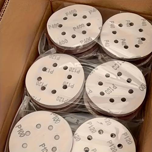 10 50 51pcs 5 inch 8 hole hook and loop grinding wheels grit 60 80 120 150 180 240 320 400 600 perfectly suitable for random orbit
