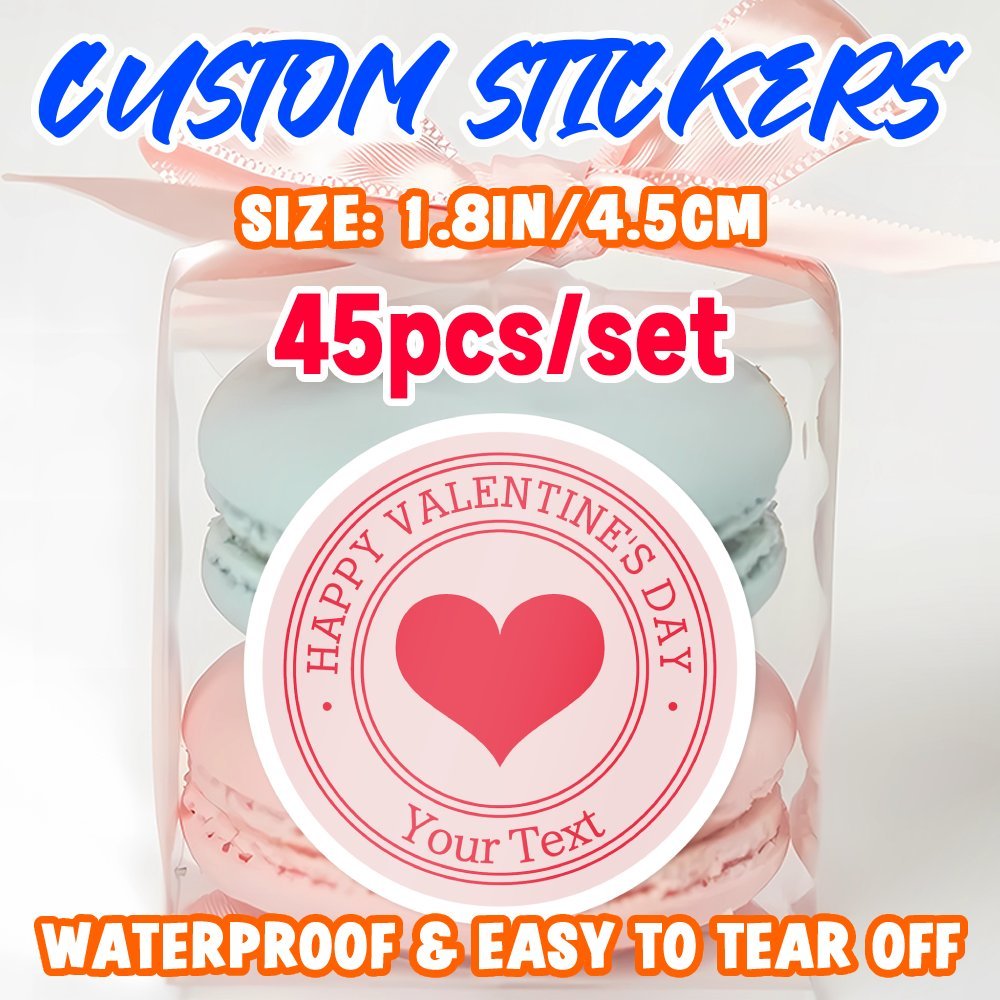 

45pcs Art Round Valentine's Day Customizable Stickers, Paper Material, No Electricity Needed, With Ideal For Gifts, For Party Favor Tags