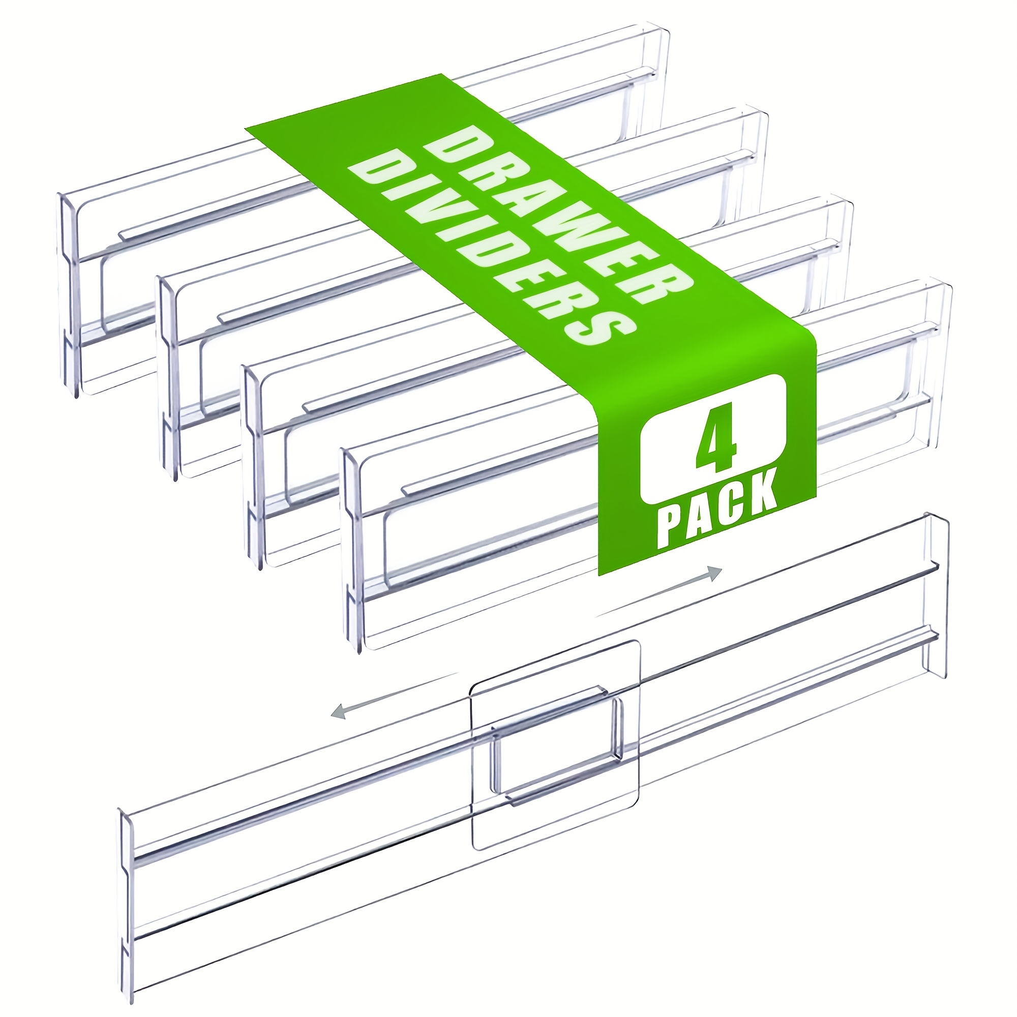 Temu – TEMU [adjustable Organizers] Expandable Adjustable Drawer Organizers | Durable Clear Dividers For Kitchen, Bedroom And Closet Storage, Movable