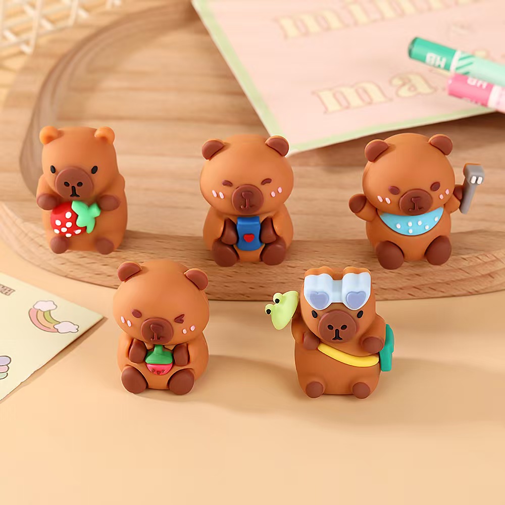 TEMU 2pcs Capybara Pencil Sharpener - Genuine Capybara Design! Set Of 2 Assorted 3d Capybara Pencil Sharpeners - Cute Cartoon-shaped Sharpener, ,