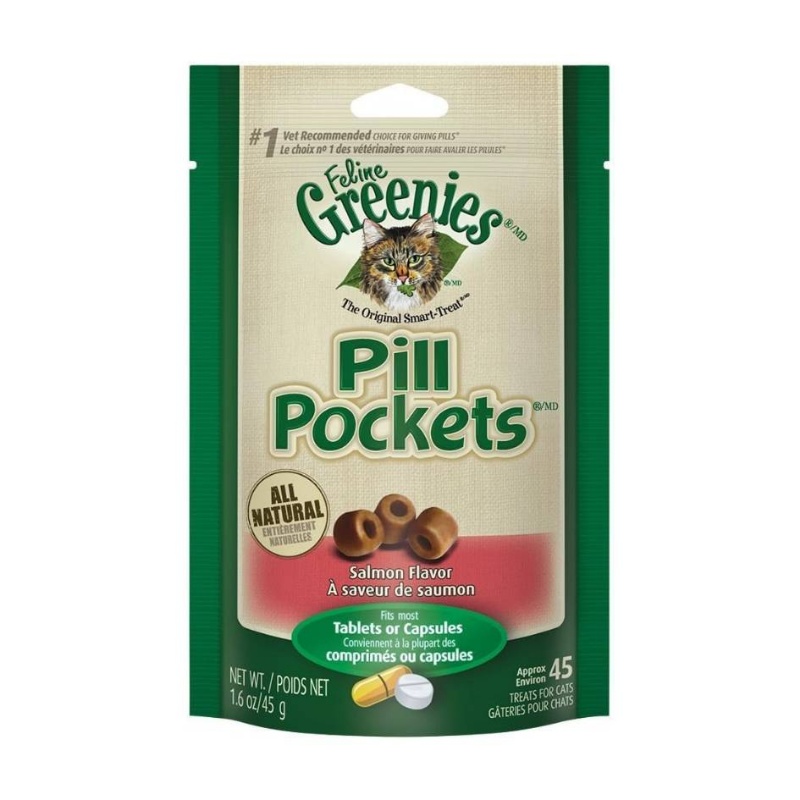 Salmon-Flavored Feline Pocket Medication, 45 Count, Easy to Give