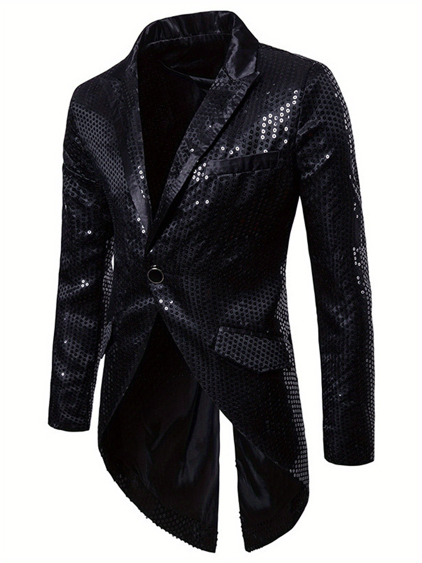 Men s Elegant Shiny Jacket with Lapel Collar & Single-Button Closure - Formal Evening Suit Coat for Prom, Weddings, Business Events - Tailcoat for Men & Boys (White/Black) - Stylish Winter Jacket with Decorative Lapel Collar, Solid  , and Functional Pockets - Hand Wash or   - Suitable for Formal Occasions and Casual Attire - Youth & Adult Sizes  