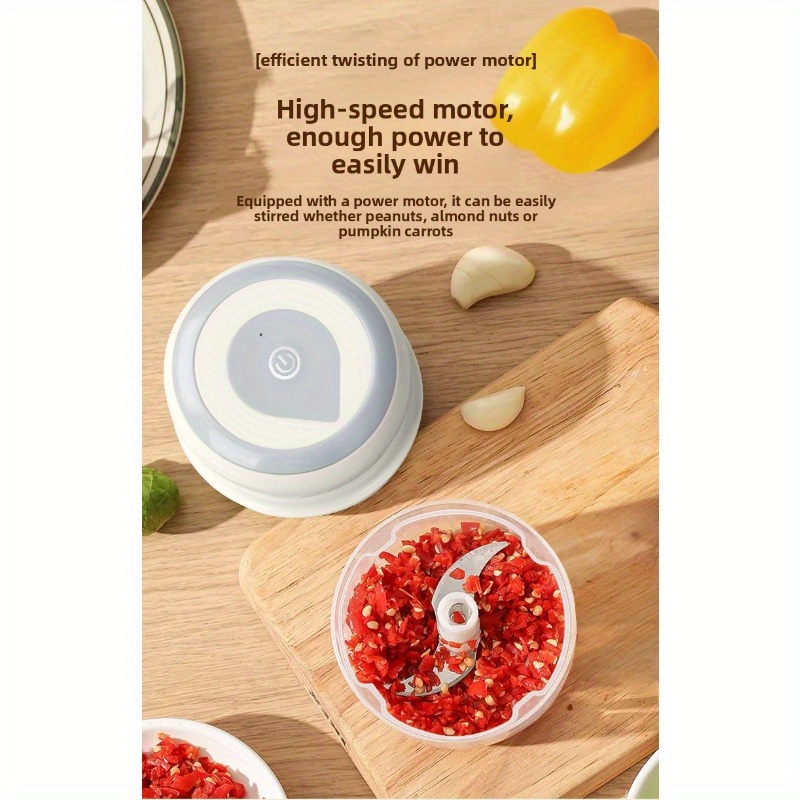   electric garlic press and chopper automatic usb powered garlic   operation   with twist and lock lid for garlic nuts vegetables easy clean kitchen appliance for home small kitchens food preparation aid twist mechanism design durable kitchenware Product details 6