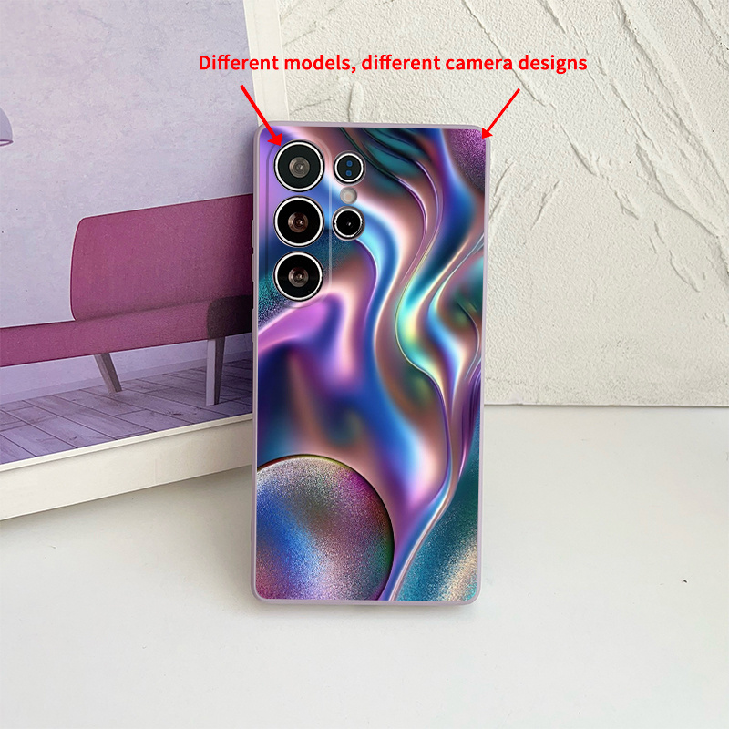 TEMU Phone Case - Iridiscent Swirls For Galaxy The S25, S24, S23, S21, S20, S10, Ultra, Plus, Fe, Lite, Note20, 5g, Stretgeysok - Prufal -