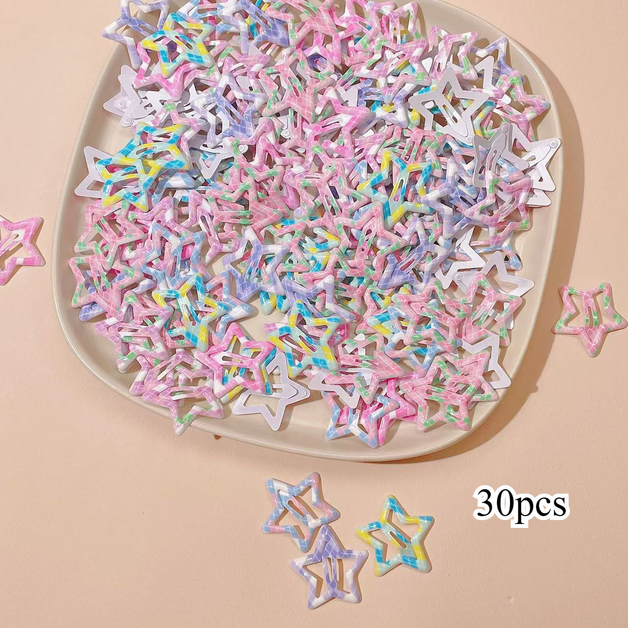 TEMU 30pcs Pinzas para el Cabello con Estrellas - Broches Multicolor para el Cabello, Adornos de Estilo Boho Y2K