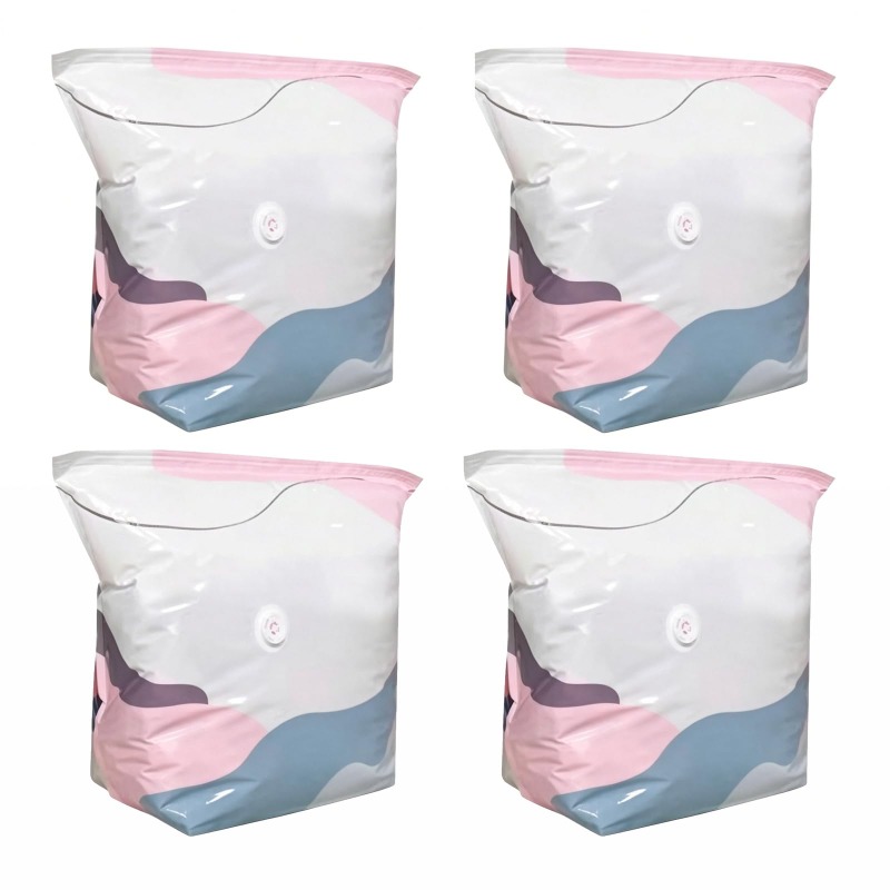 Image of Vacuum Storage Bags No Pump Needed - Press-to-seal Space- Bags; Reusable, Thickened Compression Bags For Clothing, Bedding, And Quilts Suitable For Home And Travel 4/5/6pcs Small