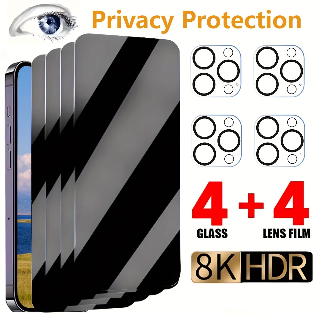 

Suitable For Pro Max/16 Pro//16/ Max/15 Plus//15/14 Pro Max/14 Pro/14 Plus/14/13 Pro Suit For Max/13 Pro/13, Contains 4 Privacy Screen Protectors And 4 3d Cameras Lens Protective Film