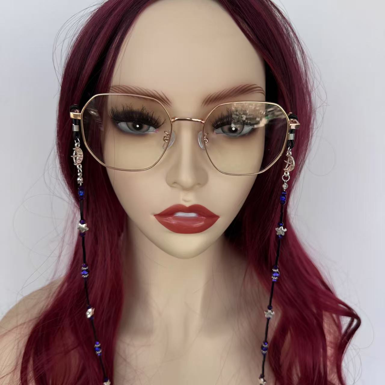 Women's Falling Stars Glasses Chain with Beaded Star Holder