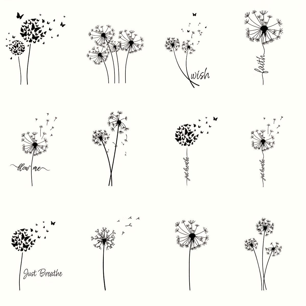 16pcs Dandelion Theme Uv Dtf Transfer Stickers 16 Oz Glass Cans And Crafts Anti-scratch, Self-adhesive Plastic Decals With Elegant Floral Patterns For Jars, Bottles, Dandelion Decorations