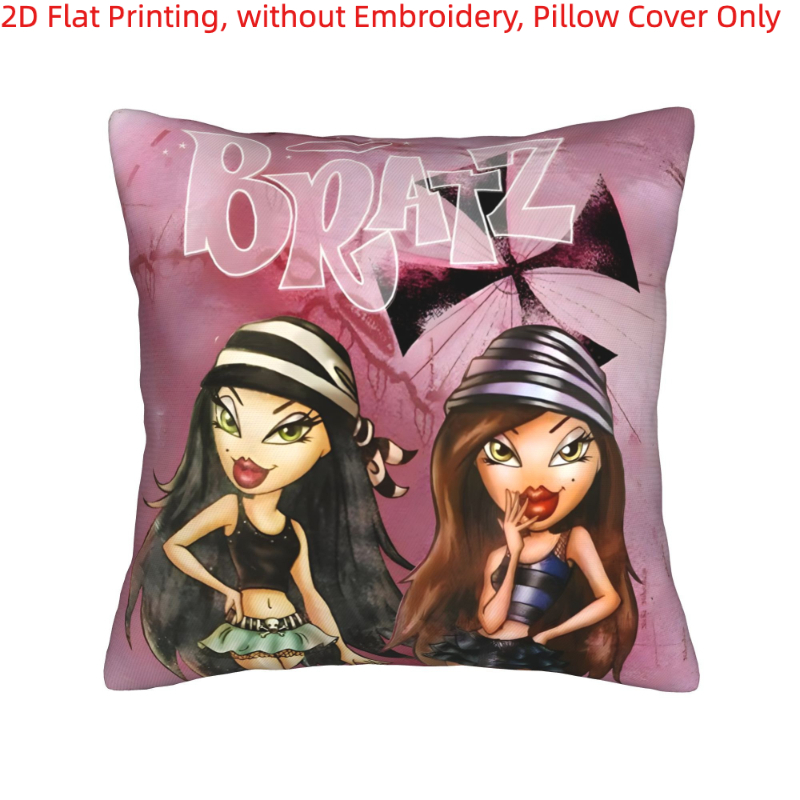 TEMU 2d Flat - 1pc, 2d Flat Printing, B-bratz Tones Printed Pillowcase For Soothing Atmosphere, Single-sided Printing, Without Embroidery, Pillow