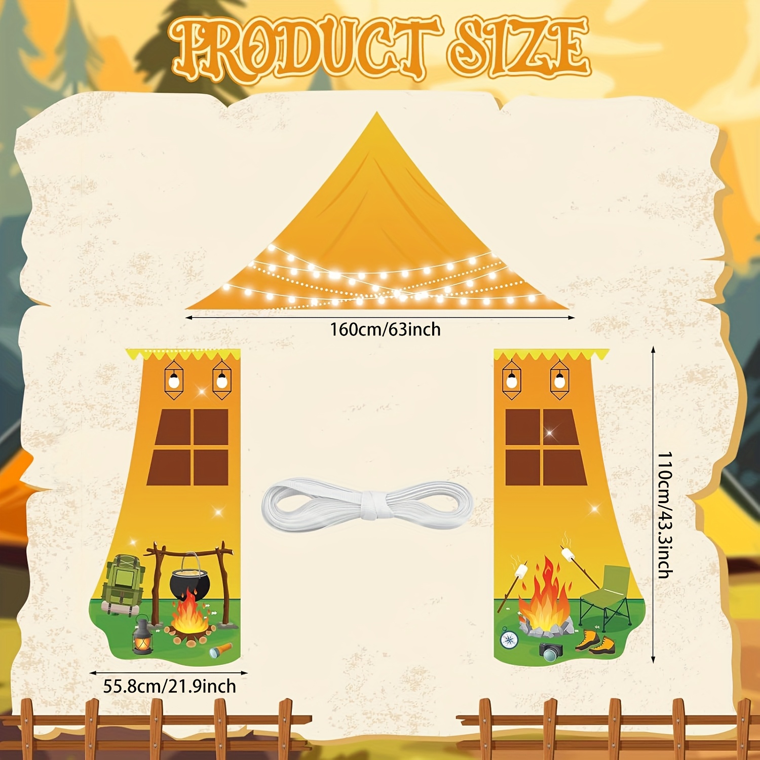 TEMU 2d Door Banner, 3pcs Camping Party Decor Door Banner Backdrop, Winter Camping Welcome Campfire Adventure Door Cover, Camping Theme Banner,