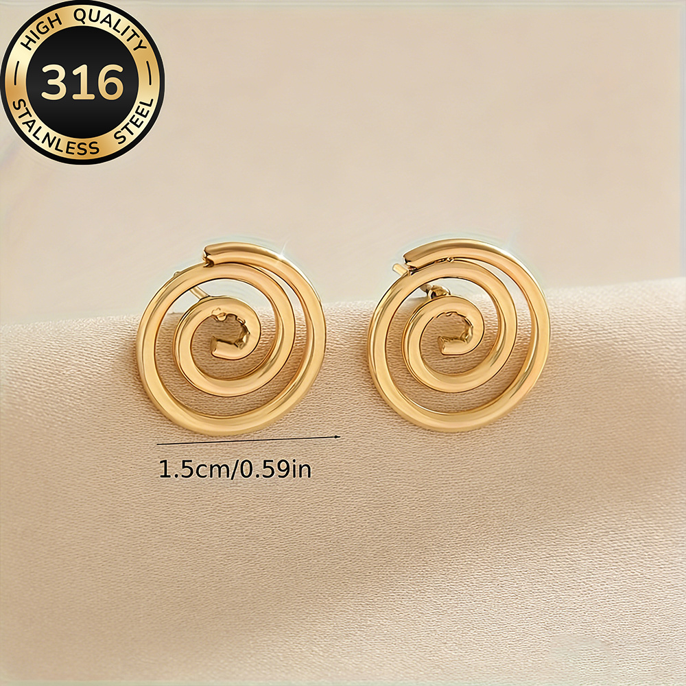 Women's High-Quality Golden Stud Earrings, Everyday Wear