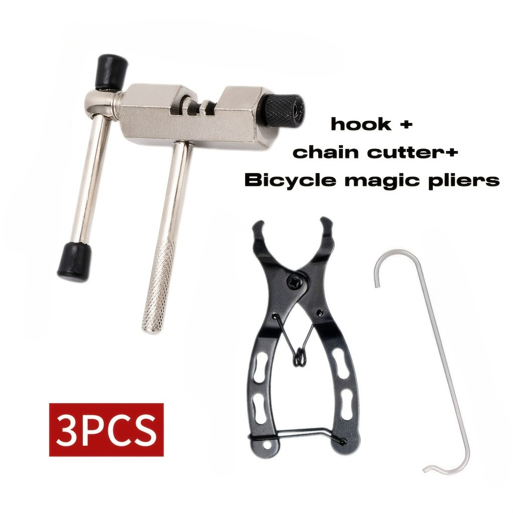 E-shop 3-tlg. Hochleistungs-Fahrradkettenwerkzeug-Set mit Kettenschneider, Gelenkzange & Kettenhaken – Präzisions-Mechanikerwerkzeug für Kettenwartung,