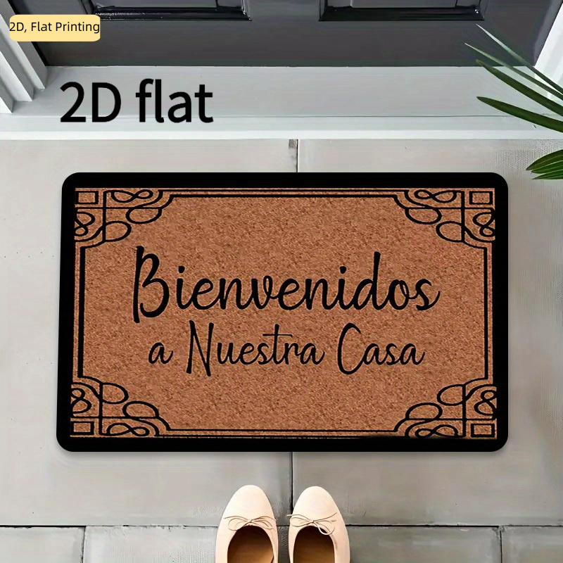 TEMU Felpudo 2D de 1 pieza estilo español para entrada, con la en español "Bienvenidos a Casa" (Bienvenidos a Casa), con base, lavable, ideal para