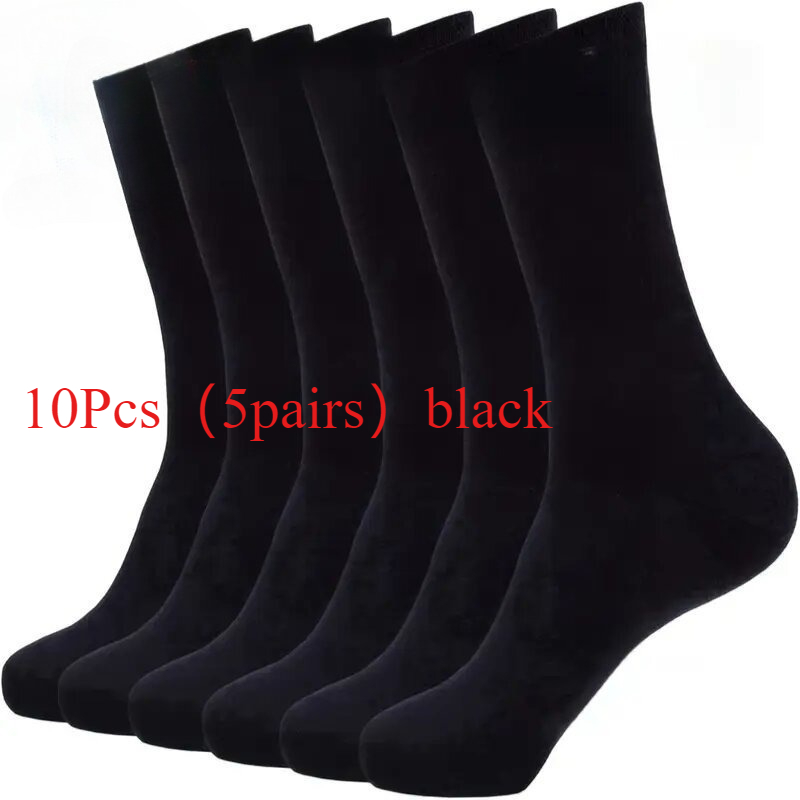 TEMU Juego de 10 piezas de 5 de calcetines negros casuales y cómodos para hombre, de media caña para /verano, y calcetines holgados para