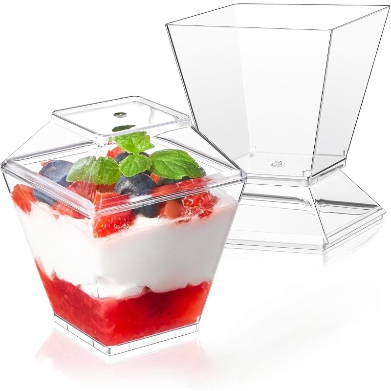 50 Blumentopf-Dessertbecher Mit Deckel & Löffel – 200 Ml, Für Eis, Joghurt, Party