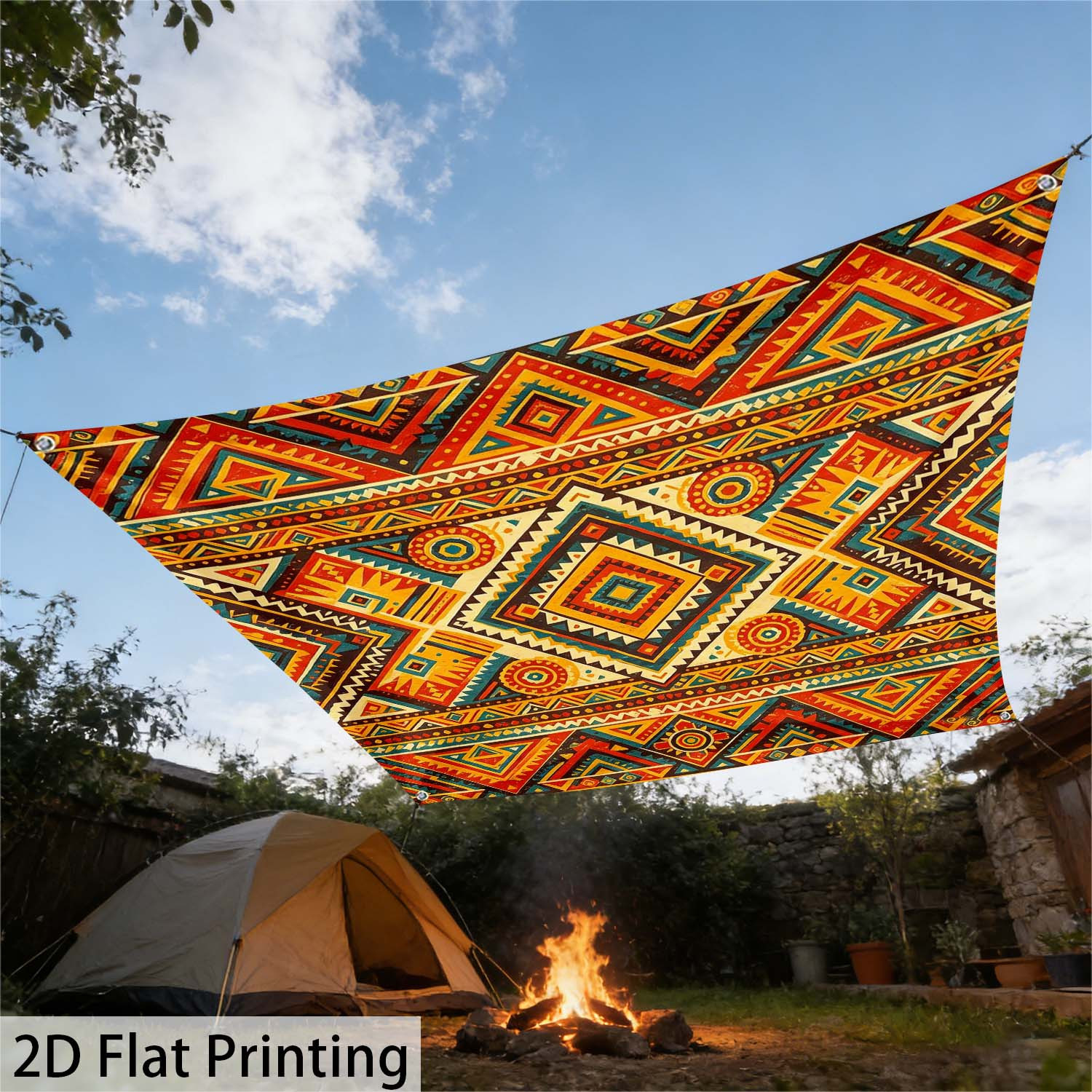 TEMU 1 pièce QD_VIVIOS auvent pare-soleil bohème tribal adapté pour la plage, le camping, et - - Ombrage d'extérieur léger et portable, adapté pour ,