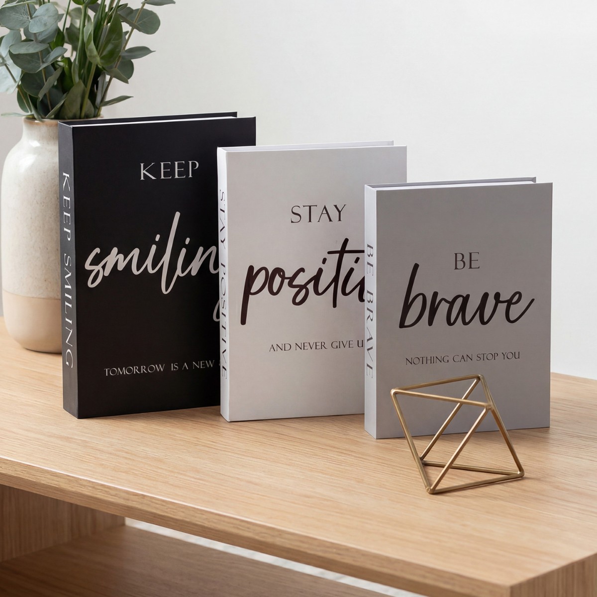 TEMU 3pcs Foldable Decorative Books Set, Minimalist Luxury Simulation Book Ornaments, Inspirational Text Fake Book Model Props For Coffee Table
