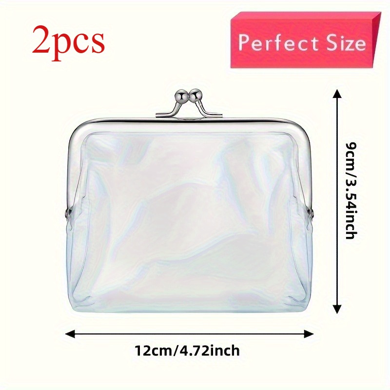 Image of Set Of 2 Transparent Plastic Coin Wallets - Provides Closure For Travelers And Everyday Use, Ensuring Your Essentials Are Stylish