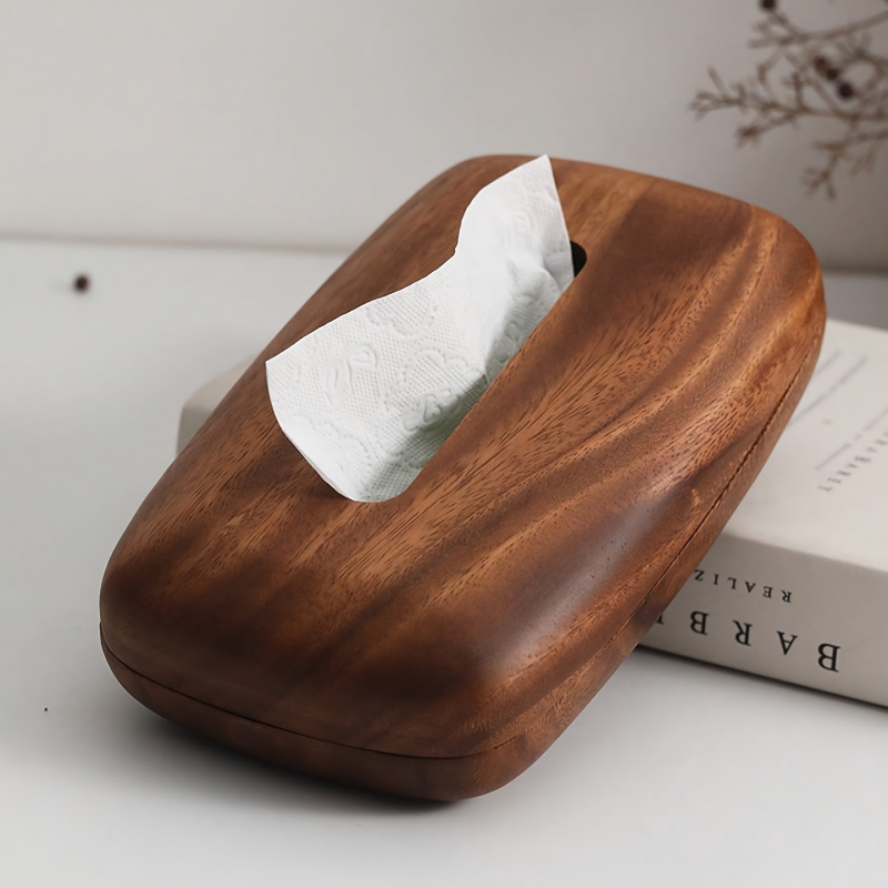 walnut tissue box modern minimalist rectangular design with easy replace lid polished   vintage style storage box for desktop bathroom office nightstand decor bathroom decor sleek     wood home decor contemporary decor durable wood decorative organizer   Product details 0