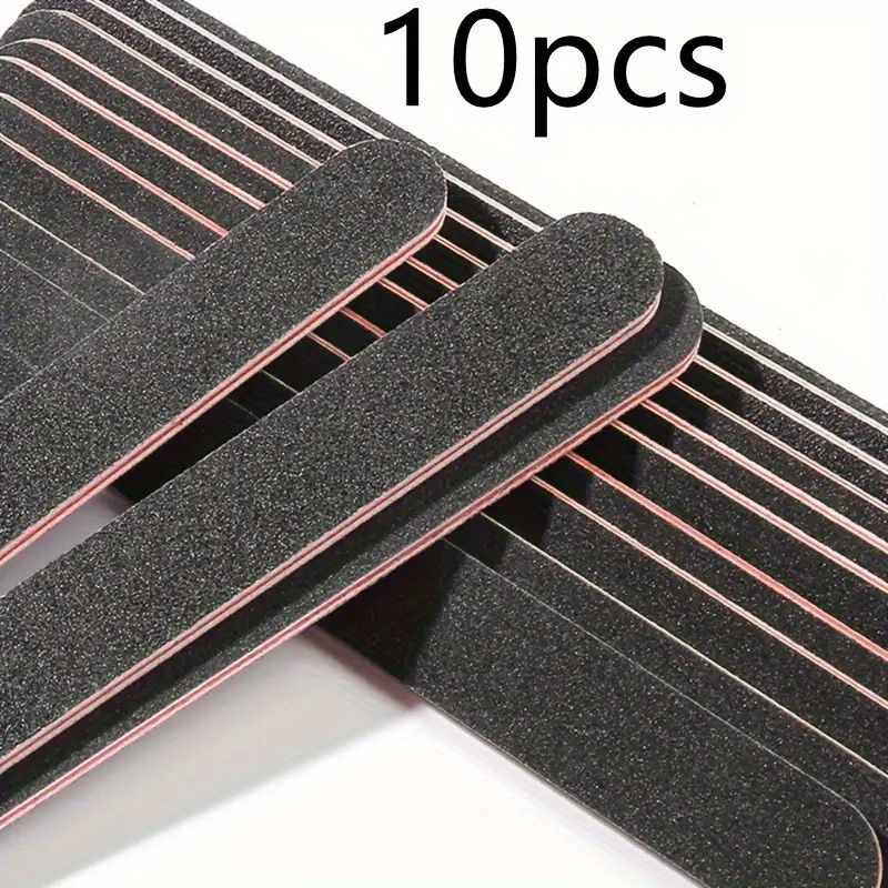 10pcs Professional Double-sided Nail File - 100/180 Grit, Suitable For To Use , Black Sanding Board, Washable. Suitable For 80 , Applicable To Natural Nails, Acrylic Nails, A Gift Suitable For