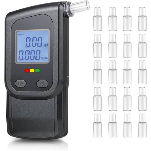 Artikelbild dual-sensor alkoholtester, alkoholtester mit alkoholgehalt, professioneller alkoholtester mit lcd-display und 20 mundstücken, tragbarer alkoholtester für privatpersonen