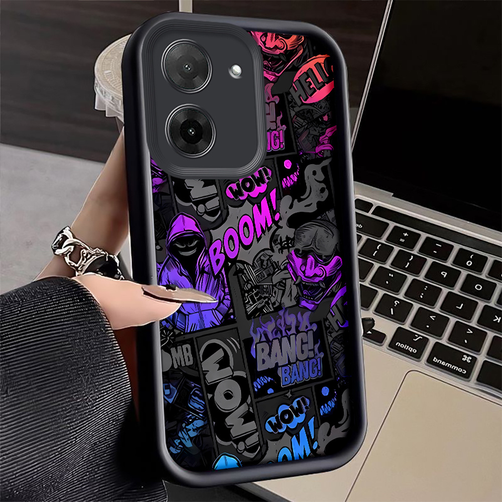 TEMU Phone Case - Vibrant Street Art Pattern Fashionable Shockproof Anti-fingerprint Full Coverage Thick Protective Soft Case Compatible With For
