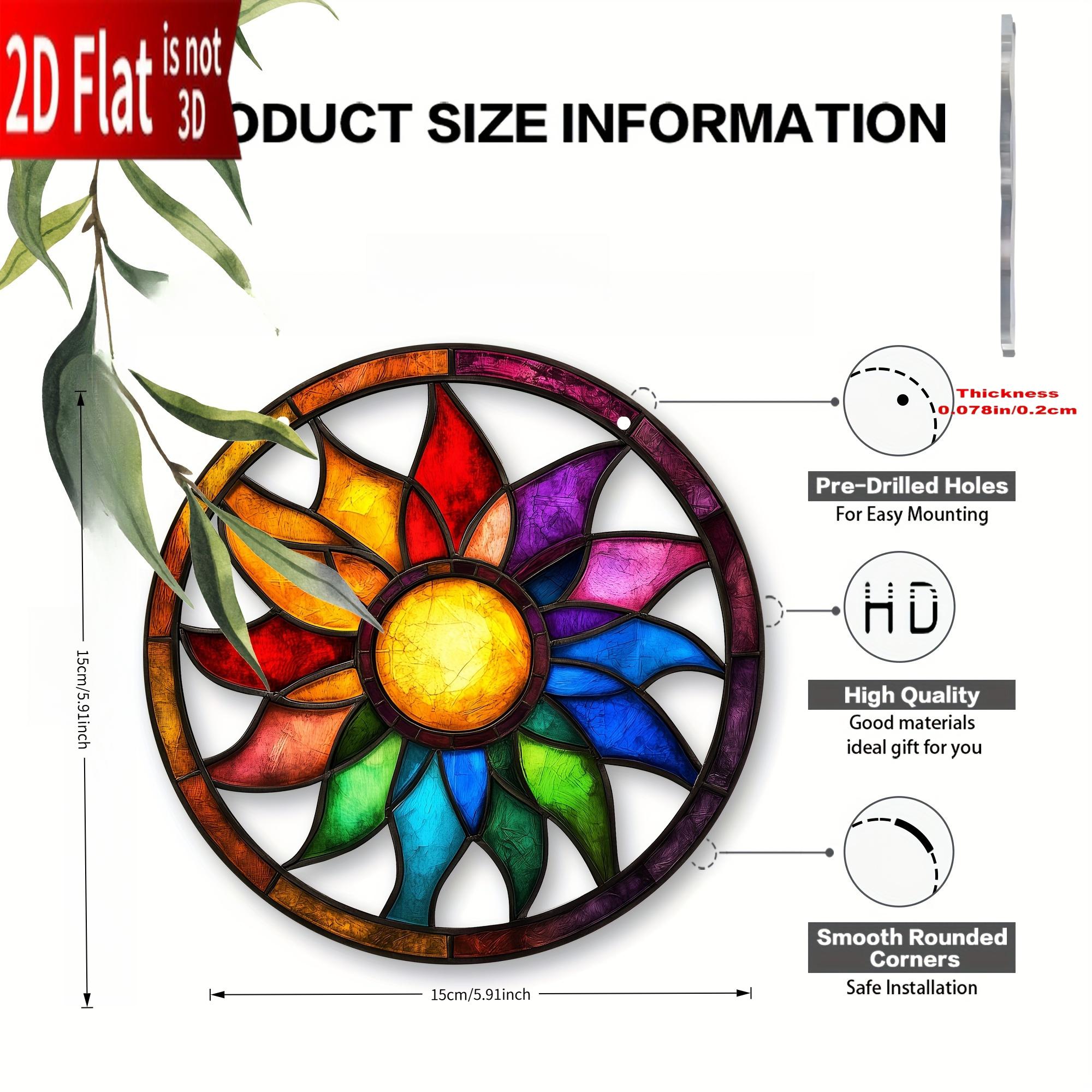 TEMU 2d Flat, 2d Flat Suncatcher Acrylic Wall Art, Vibrant Sun-inspired Hanging Ornament, An Ideal Birthday Gift Suitable For , Suitable For ,