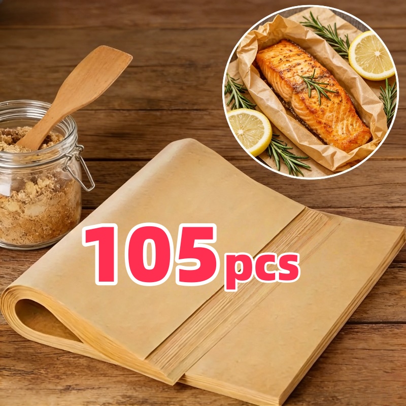 E-shop 105-teiliges Set strapazierfähiges, hochwertiges Backpapier | für Kekse / Kuchen / Brot / Kuchen / Pizza | Ofen- Heißluftfritteusengeeignet mit