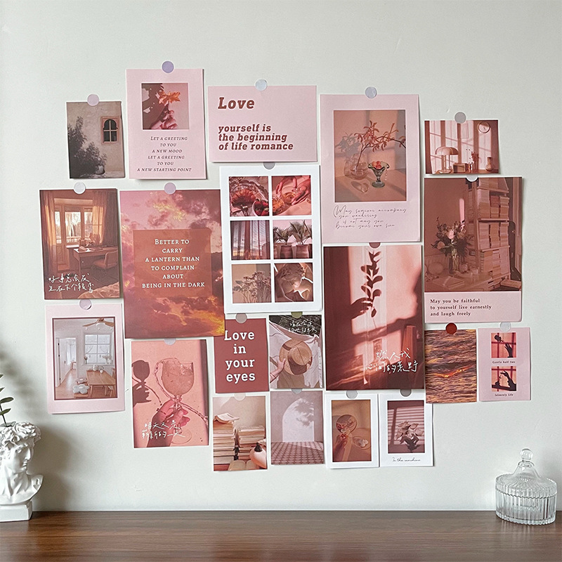 TEMU Ensemble de cartes de décoration murale style Ins, autocollants muraux pour mur de fond de chambre, affiches murales photo décoratives