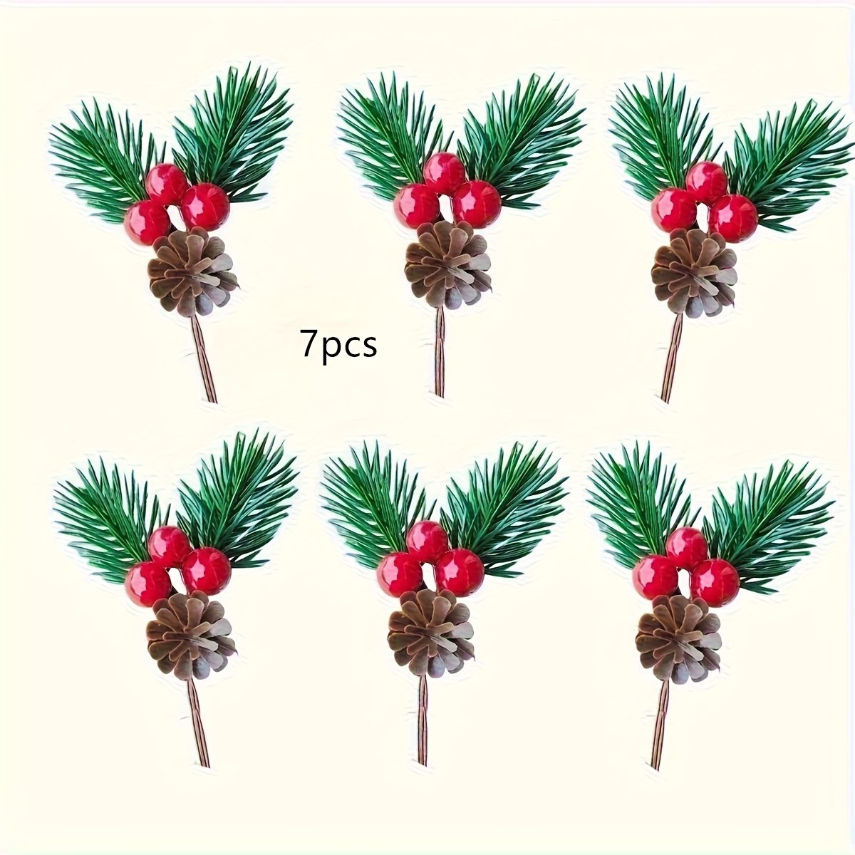 TEMU 7 piezas de adornos de conos de pino de simulación, con conos de pino marrones realistas y - Coronas de hojas perennes, guirnaldas, decoraciones