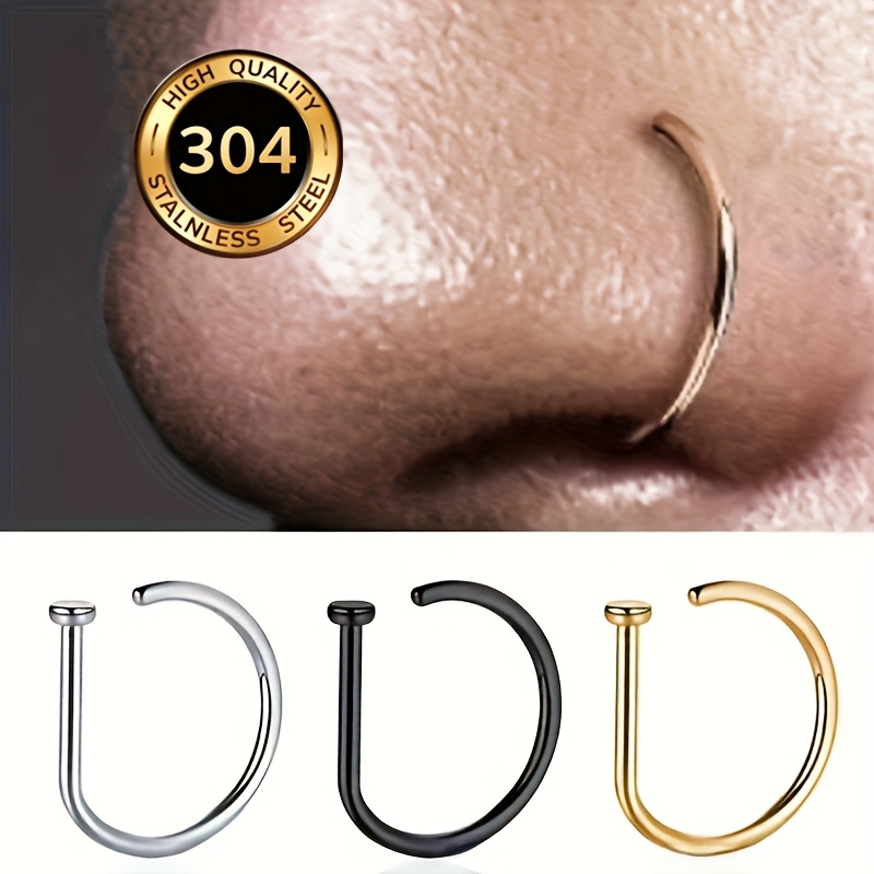 1pc 3pcs 5pcs geometric shape nose rings punk style pierced nose rings womens body jewelry nasal septum stainless steel nose studs nose ornaments nose rings body piercing jewelry