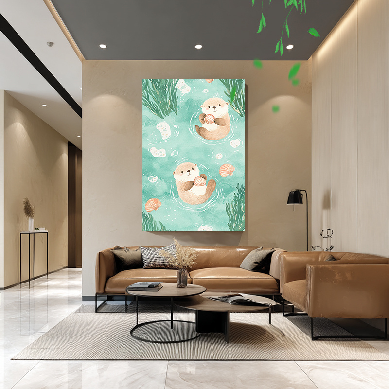 1pc frameless   canvas wall art modern minimalist vertical painting 31 5 x47 80 120cm   scene with aquatic plants premium canvas for living room bedroom office decor perfect gift for home decor animal wall art canvas