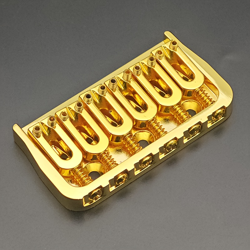 6-string Guitar Fixed Bridge 72.8x38mm- Electric Guitar Metal Hardtail Replacement, Black& Silvery Golden, Fashionable Design, Sturdy Structure, Precision Craftsmanship, Suitable for DIY Guitarists and Instrument Repairers, Instrument Repair