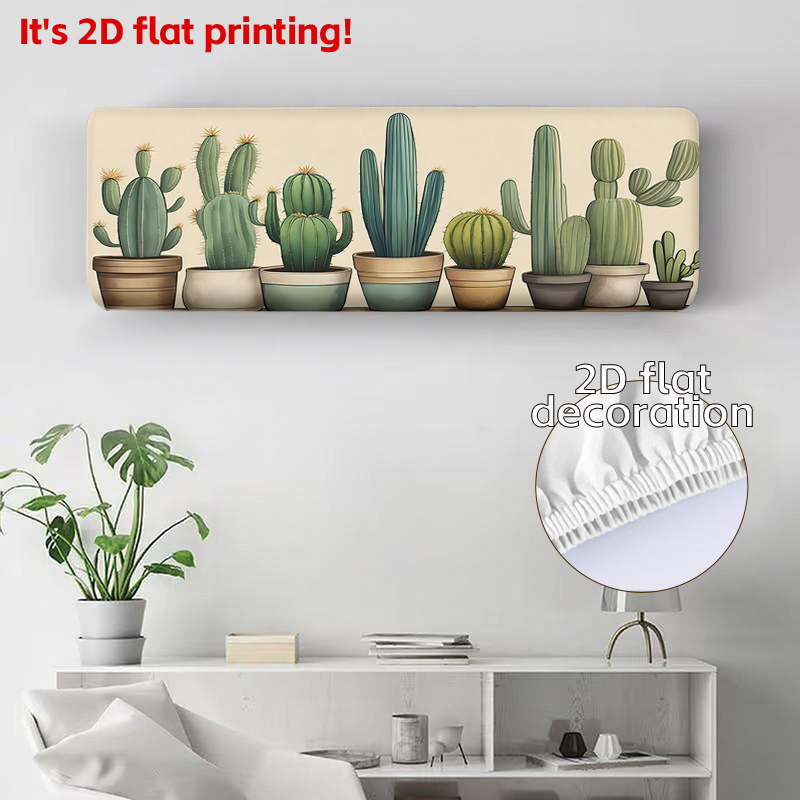 TEMU 1 pz Copertura per condizionatore d'aria 2D piatta, fresca e naturale, color con stampa di fiori, cactus e piante grasse (condizionatore d'aria