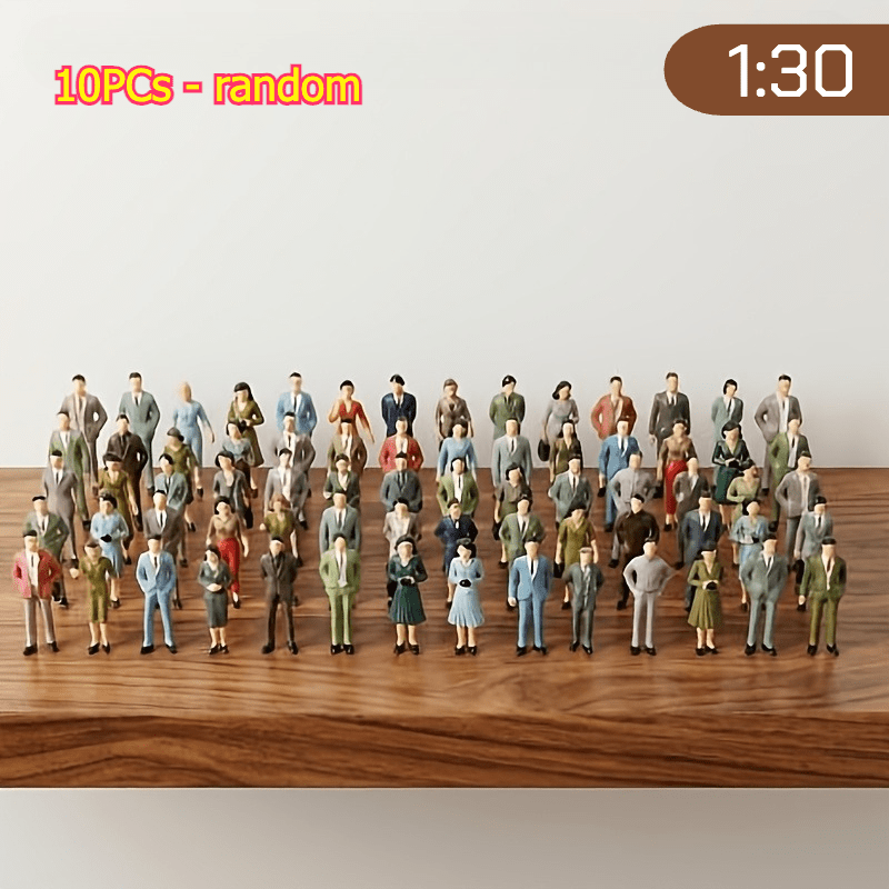 Image of 10pcs, 1:30 Scale Colored Mini Figurines, Suitable For Landscape Decoration, Easy To Store, Enhances Social Skills, Resin Material, Model Ornaments, Random