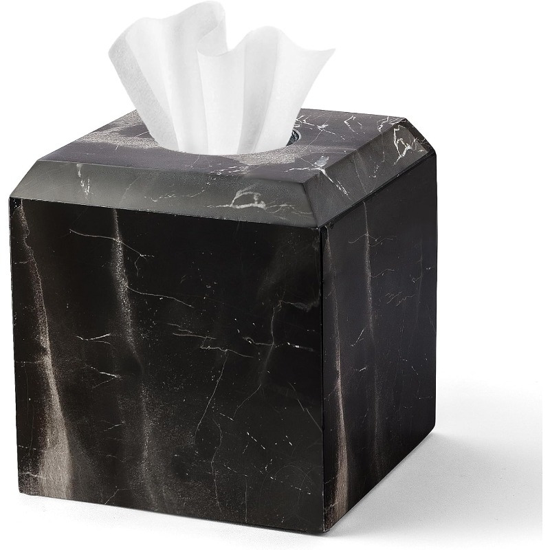 italy natural marble tissue box cover - heavy-duty square marble toilet paper holder with black & white veining, minimalist   for bathroom, living room, bedroom, kitchen, office - durable   decor, easy- , decorative storage organizer (compatible with standard tissues) - heavy-duty round facial holder for minimalist home decor, natural marble texture, sophisticated black & white veining, versatile for any room, stylish and functional accessory, tissue Product details 0