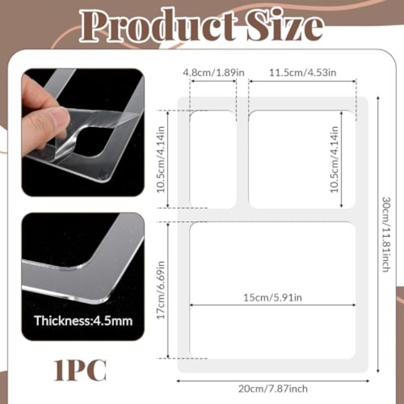 TEMU Pochoir de défonceuse en acrylique transparent à 3 poches, plateaux de rangement rectangulaires pour la menuiserie et l'artisanat, incrustation